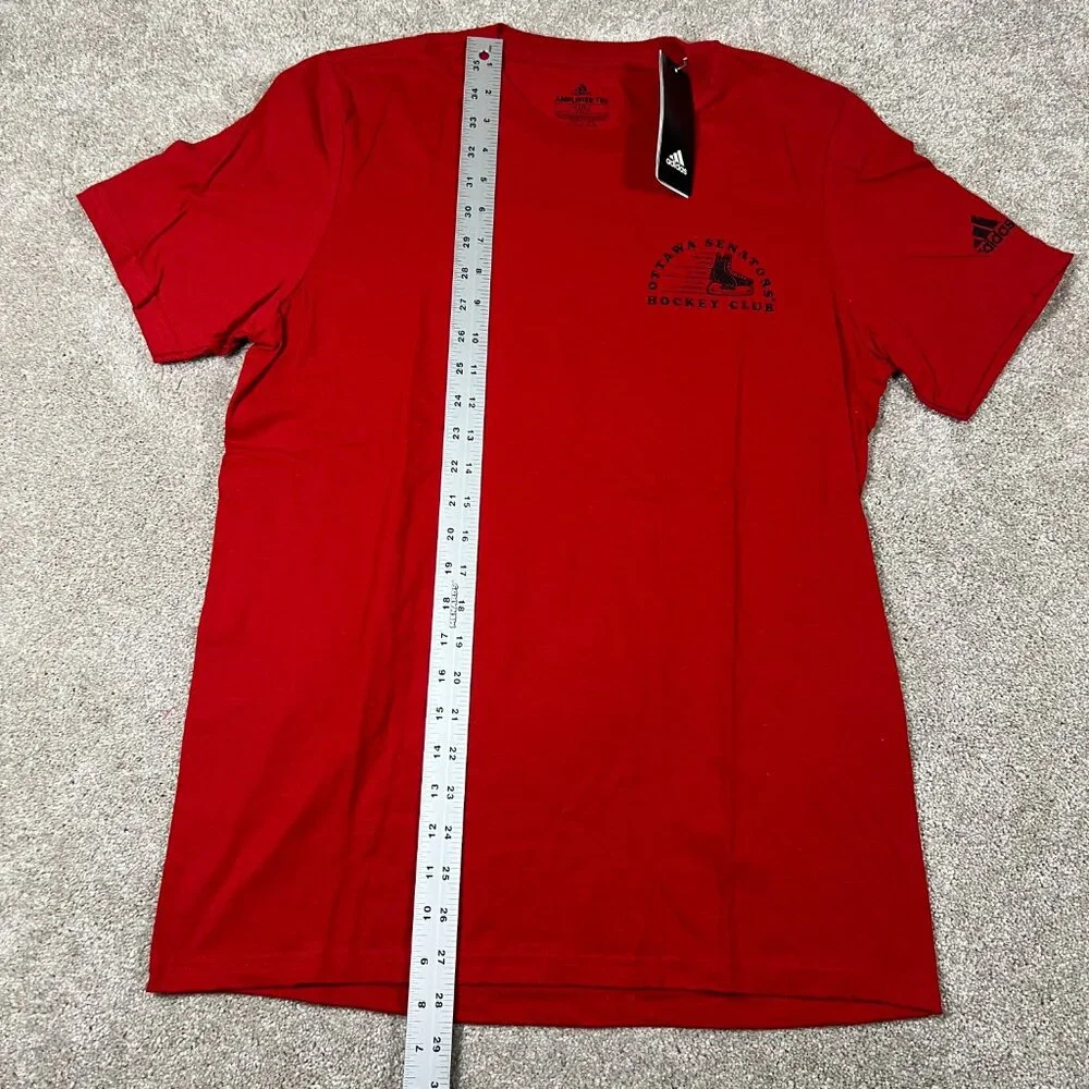 Adidas Mens M Red Ottawa Senators NHL Hockey Short‎ Sleeve Amplifier Tee NWT
